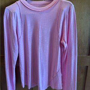Anthropologie Pilcro Pink Long Sleeve Tee Raw Edge Size L